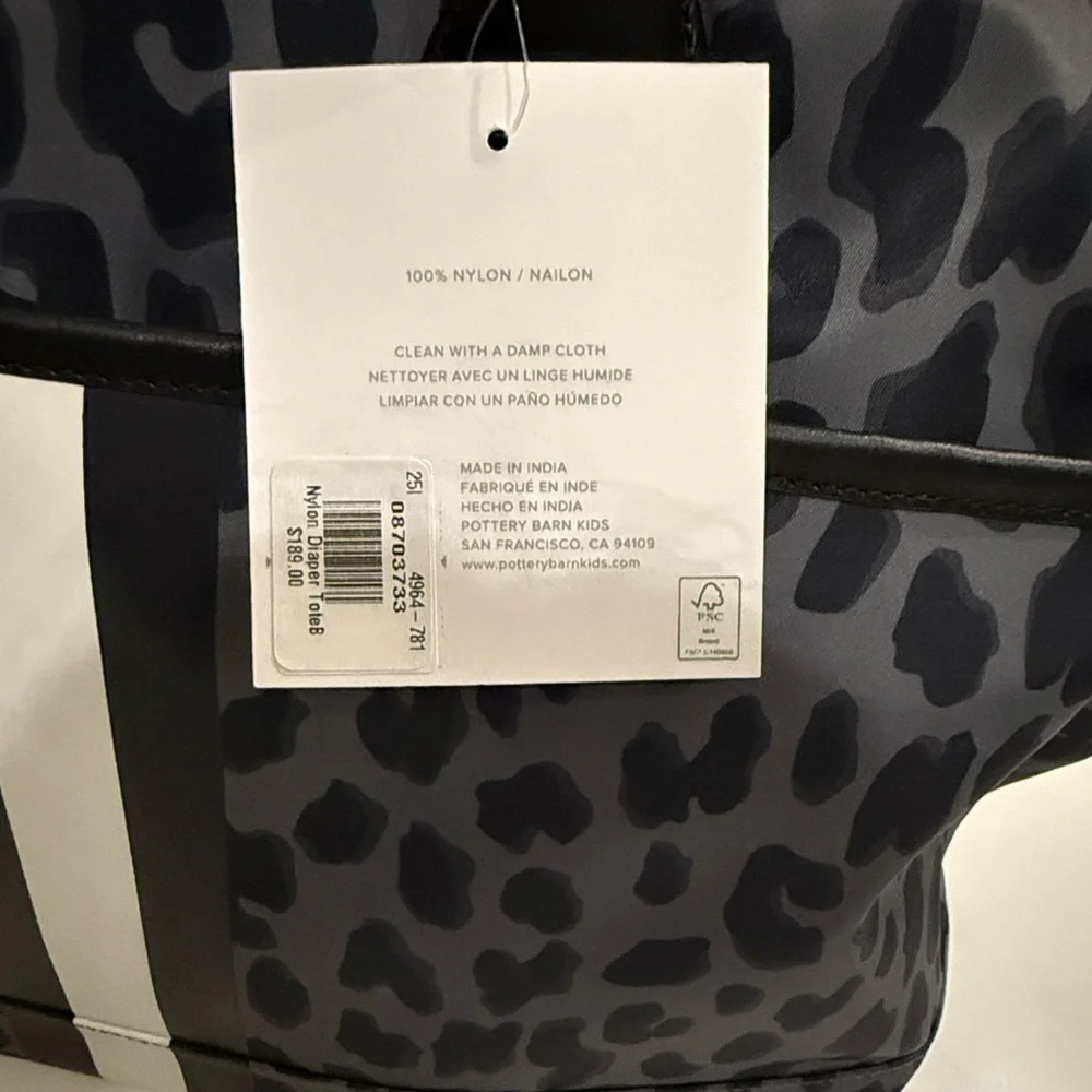 Pottery Barn Leopard Print Diaper Tote Bag NWT